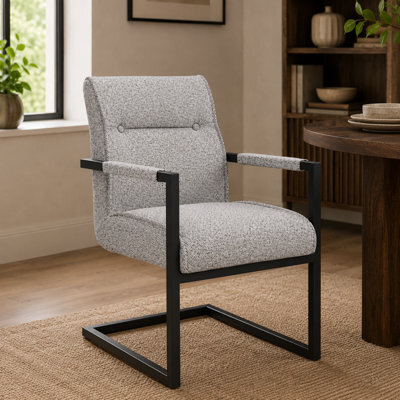 Where Saints Go Ltd Harlow Dining Armchairs Pack Of 2, Grey Tweed, Black Cantilever Frames By Where Saints Go - image 1