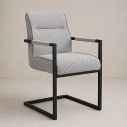 Where Saints Go Ltd Harlow Dining Armchairs Pack Of 2, Grey Tweed, Black Cantilever Frames By Where Saints Go - thumbnail 2