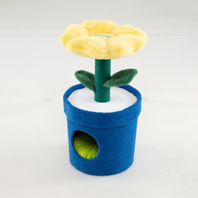 Costway Cute Cat Tree For Indoor Cats Kitten Tower With Flower Padded Perch-Yellow - image 1