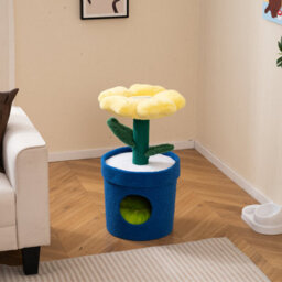 Costway Cute Cat Tree For Indoor Cats Kitten Tower With Flower Padded Perch-Yellow - thumbnail 2