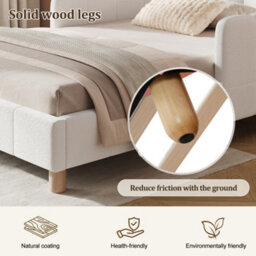 Matteo Single Bed Frame In Beige Bouclé With Reclined Headboard And Safety Rails - thumbnail 8