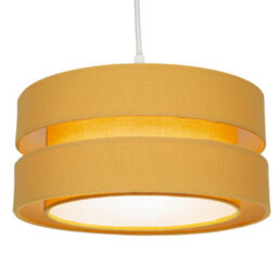 Happy Homewares Contemporary Quality Ochre Linen Fabric Triple Tier Ceiling Pendant Light Shade - thumbnail 1