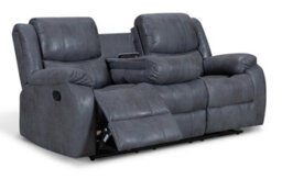 Faux Leather Suede Grey Naples 3 Seater Manual Recliner Sofa - thumbnail 3
