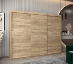 Arte Tokyo Contemporary 3 Sliding Door Wardrobe 9 Shelves 2 Rails Oak Sonoma Effect (H)2000mm (W)2500mm (D)620mm - thumbnail 2