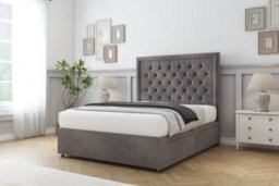 "Sloomy Montana Slate Naples Divan Bed With Mattress 2 Drawers Same Side With 26"" Strutted Headboard 5' King" - thumbnail 2
