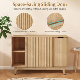 Buffet Cabinet Modern Mid Century Storage Cabinet With Adjustable Shelves - thumbnail 5
