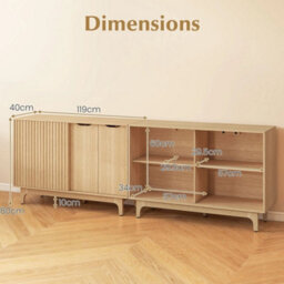 Buffet Cabinet Modern Mid Century Storage Cabinet With Adjustable Shelves - thumbnail 2