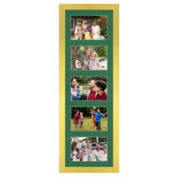 AK Frames 26X8 Gold Modern Multi Photo Frame With Emerald Mount - Holds 5 Apertures (5X) 6X4 Photos