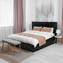 Bravich Faux Leather Upholstered Ottoman Storage Bed Frame Black - King Size - thumbnail 2