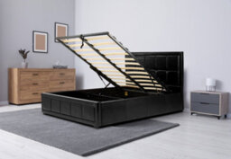 Bravich Faux Leather Upholstered Ottoman Storage Bed Frame Black - King Size - thumbnail 4