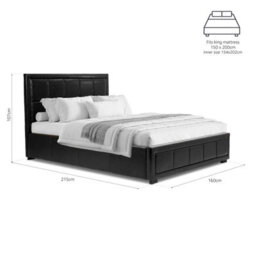 Bravich Faux Leather Upholstered Ottoman Storage Bed Frame Black - King Size - thumbnail 6