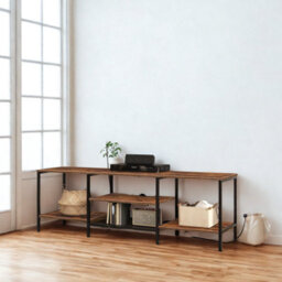Pirlo Plush 160Cm Wide Tv Stand Unit With Power Outlets Rustic Furniture - thumbnail 7