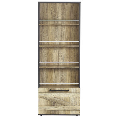 Beliani Barn Style Bookcase 163Cm Light Brown And Black Particle Board Storage Shelf - image 1