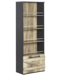 Beliani Barn Style Bookcase 163Cm Light Brown And Black Particle Board Storage Shelf - thumbnail 3