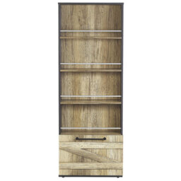 Beliani Barn Style Bookcase 163Cm Light Brown And Black Particle Board Storage Shelf - thumbnail 1