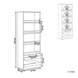 Beliani Barn Style Bookcase 163Cm Light Brown And Black Particle Board Storage Shelf - thumbnail 4