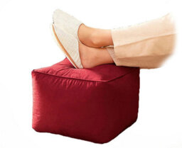 Just So Home - Footstool Faux Suede Cube Pouffe Footrest Foot Support Luxury Bean Bag Seating (Red)