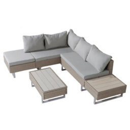 HomeTouch Rattan Garden Patio Corner Sofa Set With Recliner Seat And Coffee Table - thumbnail 6