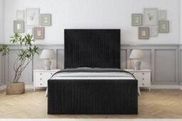 "Sloomy Kingsley Black Naples Bed Frame With 50"" Upholstered Headboard 5' King" - thumbnail 1
