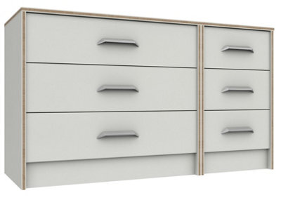 Hazlemere 3 Drawer Double Chest - White With Oak Edging On Express Delivery And Ready Assembled - image 1