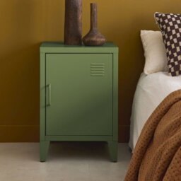 Sweeek - Khaki Steel Bedside Table One Door Locker