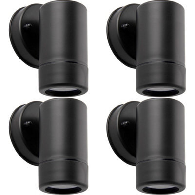 4 Pack Outdoor Ip44 Spot Downlight - Dimmable 7W Gu10 Led - Black Wall Light - image 1