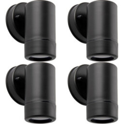4 Pack Outdoor Ip44 Spot Downlight - Dimmable 7W Gu10 Led - Black Wall Light - thumbnail 1