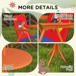 Outsunny Kids Bistro Table And Chair Set W/ Cowboy Theme, Adjustable Parasol - thumbnail 8
