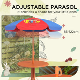 Outsunny Kids Bistro Table And Chair Set W/ Cowboy Theme, Adjustable Parasol - thumbnail 5