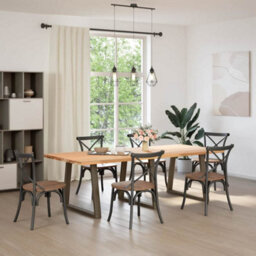 Berkfield Modern Dining Table Legs V-Shape 3 Pcs Natural Steel 80X(72-73.3) Cm Steel