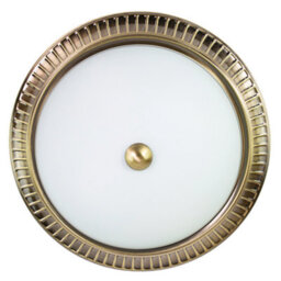 Happy Homewares Traditional Antique Brass Flush Ceiling Light Fitting With Opal Glass Diffuser - thumbnail 7