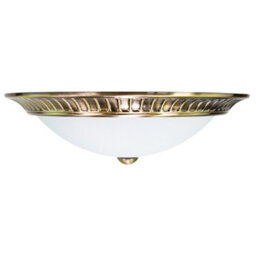 Happy Homewares Traditional Antique Brass Flush Ceiling Light Fitting With Opal Glass Diffuser - thumbnail 5
