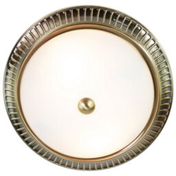 Happy Homewares Traditional Antique Brass Flush Ceiling Light Fitting With Opal Glass Diffuser - thumbnail 2