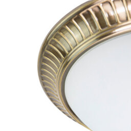 Happy Homewares Traditional Antique Brass Flush Ceiling Light Fitting With Opal Glass Diffuser - thumbnail 8