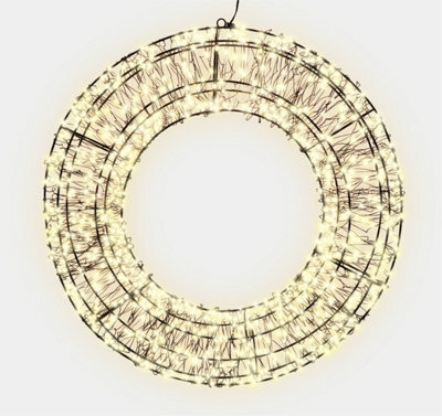 Xmas Haus 38X7.5Cm  2D 480 Led  Warm White Wreath With 10% Twinkle - image 1