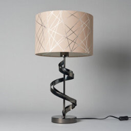 Litecraft Spiral Black Table Lamp With Mocha And Silver Shade - thumbnail 4