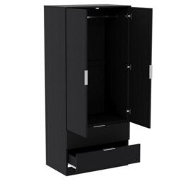 Lassic Vida Designs Trega Black 2 Door 2 Drawer Wardrobe Hanging Rail, Shelves & Smooth Glide Drawers, (H)1700mm X (W)760mm X (D)530mm - thumbnail 8