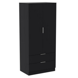 Lassic Vida Designs Trega Black 2 Door 2 Drawer Wardrobe Hanging Rail, Shelves & Smooth Glide Drawers, (H)1700mm X (W)760mm X (D)530mm - thumbnail 9