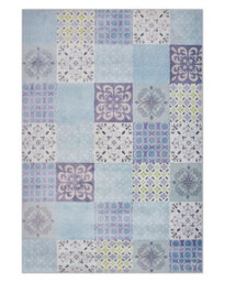 Beliani Coastal Mosaic Area Rug 140 X 200 Cm Multicolour Patchwork - Low Pile, Anti-Slip Underlay