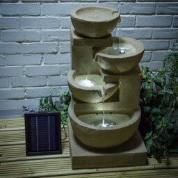 Primrose 72 Cm Solar Stone Effect Kendal 4 Tier Cascading Water Fountain With Led Lights Decorative Cascade Feature - thumbnail 3