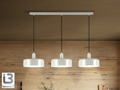 Luminosa Lighting Luminosa Alessia Bar Pendant Ceiling Light Matt Pearl 3Xe27 - Uk Stock - image 1