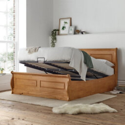 Marseille New Oak Finish Wooden Ottoman Storage Bed - Double 4Ft6 Bed Frame Only - thumbnail 2