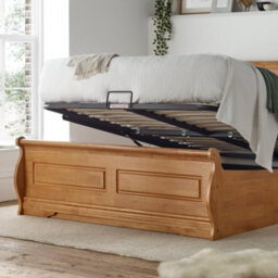 Marseille New Oak Finish Wooden Ottoman Storage Bed - Double 4Ft6 Bed Frame Only - thumbnail 4