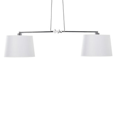 Wyld And Coco Two-Light White Fabric Pendant With Chrome Interior And Adjustable Metal Bar, W1250 X H1130mm - image 1