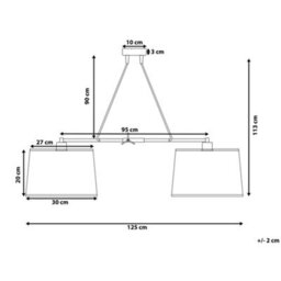 Wyld And Coco Two-Light White Fabric Pendant With Chrome Interior And Adjustable Metal Bar, W1250 X H1130mm - thumbnail 4