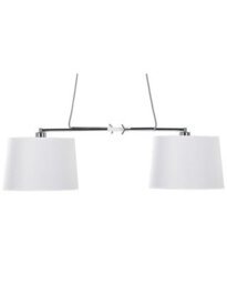 Wyld And Coco Two-Light White Fabric Pendant With Chrome Interior And Adjustable Metal Bar, W1250 X H1130mm - thumbnail 3