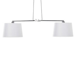 Wyld And Coco Two-Light White Fabric Pendant With Chrome Interior And Adjustable Metal Bar, W1250 X H1130mm - thumbnail 1
