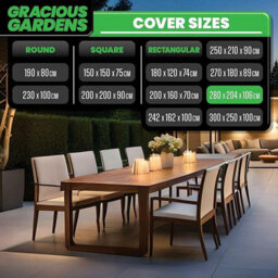 Gracious Gardens Rectangular 280X204X106Cm Outdoor Patio Waterproof Garden Furniture Cover, Weatherproof Rattan Sofa Protector - thumbnail 4
