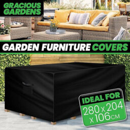 Gracious Gardens Rectangular 280X204X106Cm Outdoor Patio Waterproof Garden Furniture Cover, Weatherproof Rattan Sofa Protector - thumbnail 2