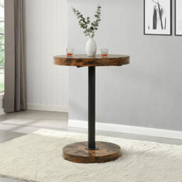 Furniture In Fashion Havana Rustic Oak Wooden Bar Table With 2 Ripple Grey Stools - thumbnail 2